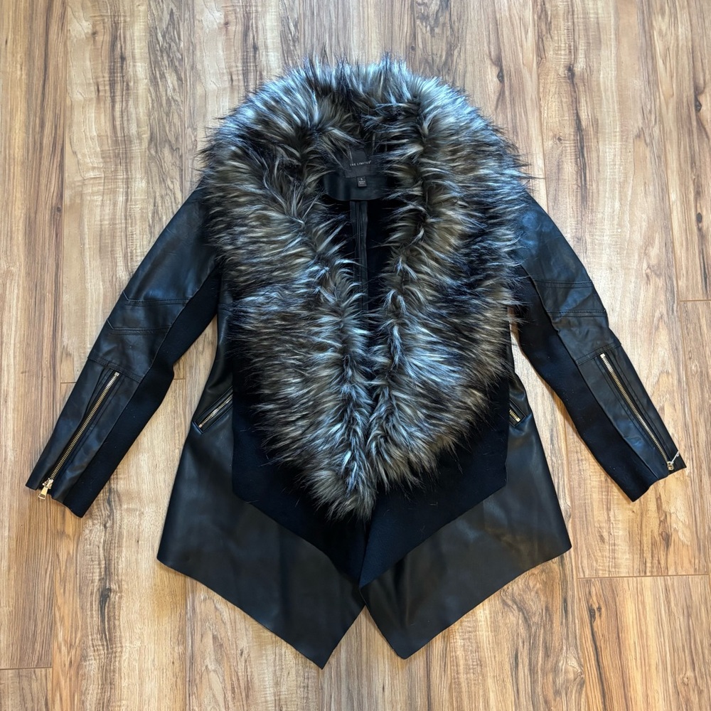 Black Faux Fur Trim Jacket